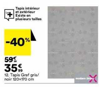 tapis graf gris - noir 120 x 170 cm modern living