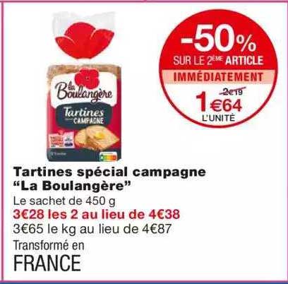 Tartines Spécial Campagne "la Boulangère"