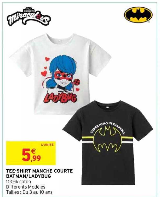 tee-shirt manche courte batman-ladybug