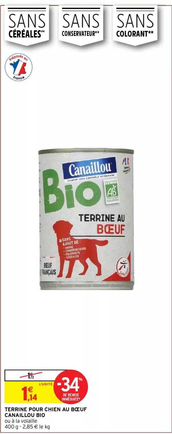 Terrine Pour Chien Au Bœuf Canaillou Bio