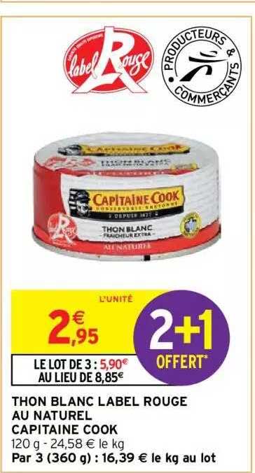 thon blanc label rouge au naturel capitaine cook