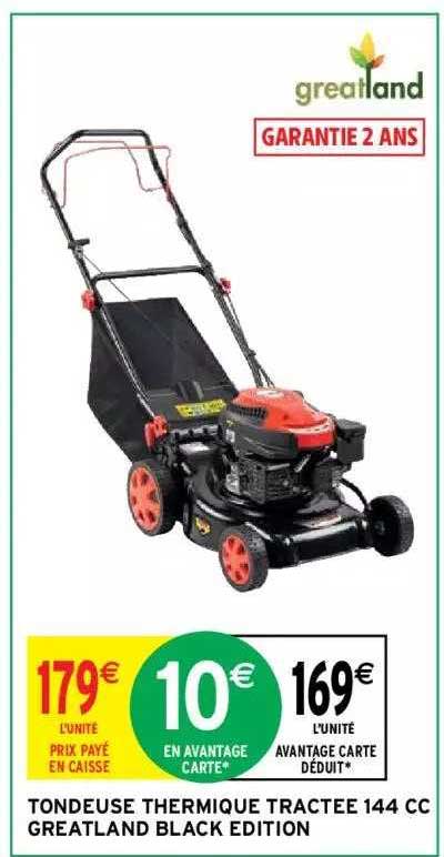tondeuse thermique tractée 144 cc greatland black édition