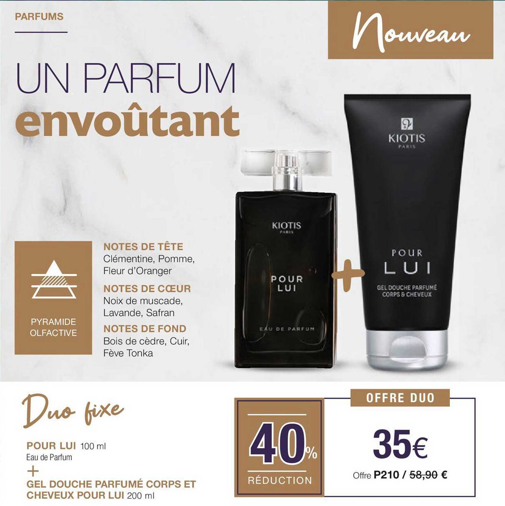 pour lui + gel douche parfumé corps et cheveux pour lui kiotis paris