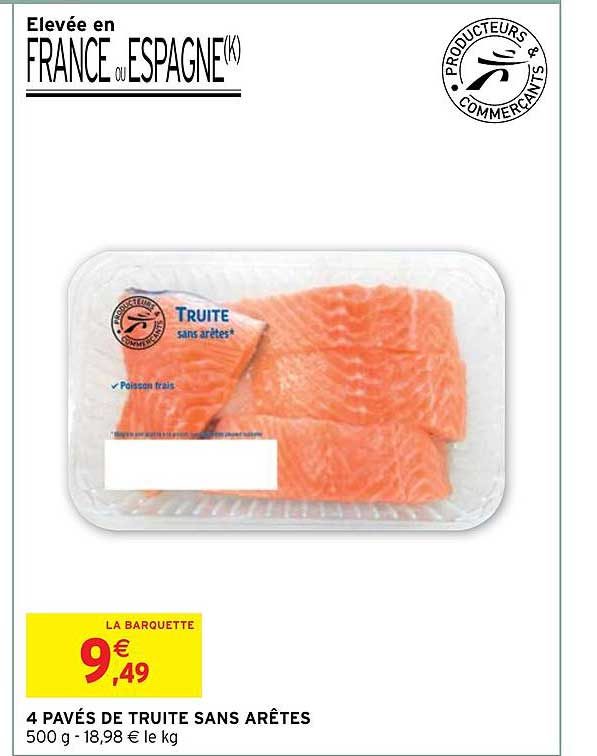 4 pavés de truite sans arêtes