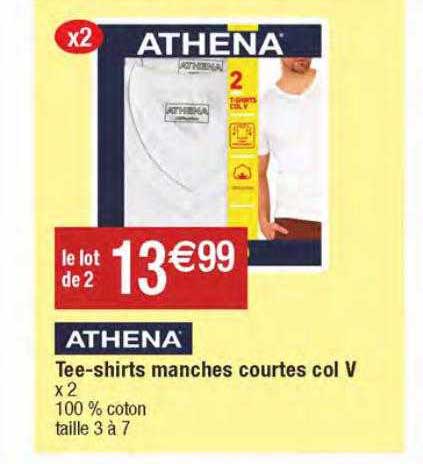 athena tee-shirts manches courtes col v