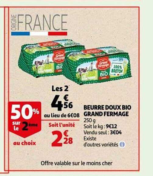 beurre doux bio grande fermage