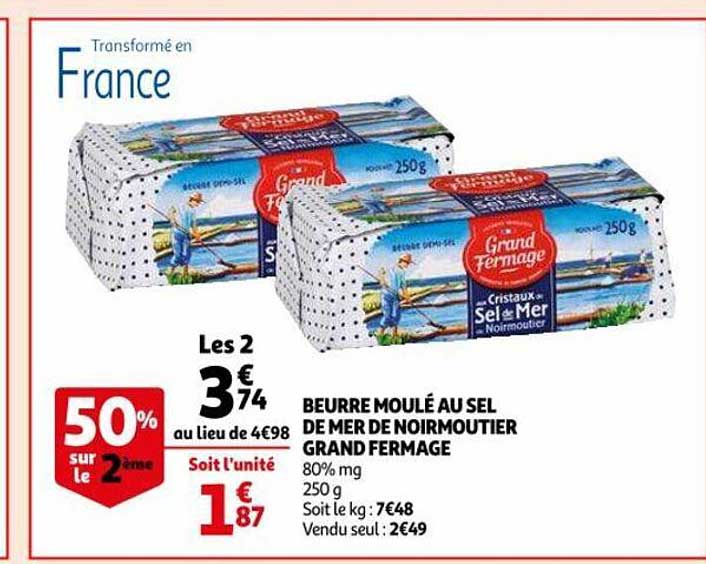 beurre moulé au sel de mer de noirmoutier grand fermage