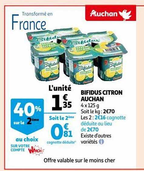 Bifidus Citron Auchan