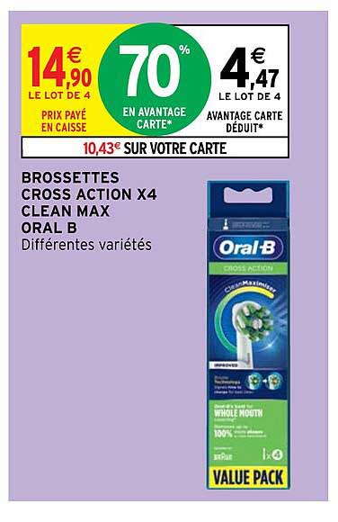 brossettes cross action x4 clean max oral b