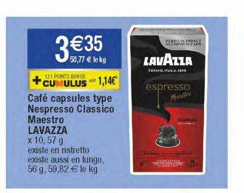 café capsules type nespresso classico maestro lavazza