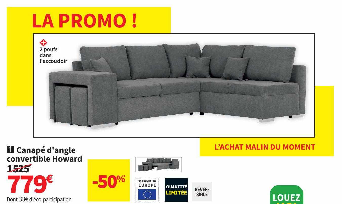 canapé d'angle convertible howard