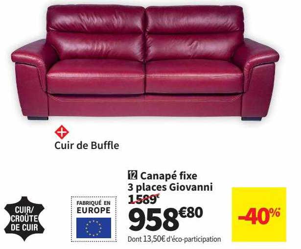 Canapé Fixe 3 Places Giovanni