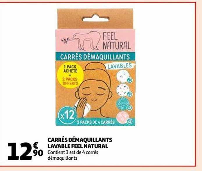 carrés démaquillants lavable feel natural