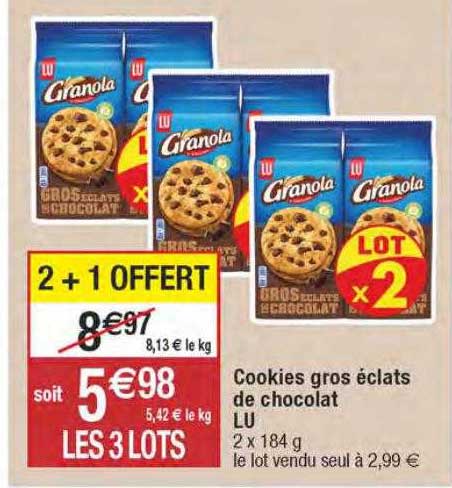 Cookies Gros éclats De Chocolat Lu