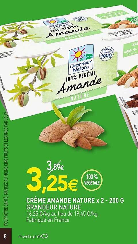 crème amande nature x2 - 200 g grandeur nature