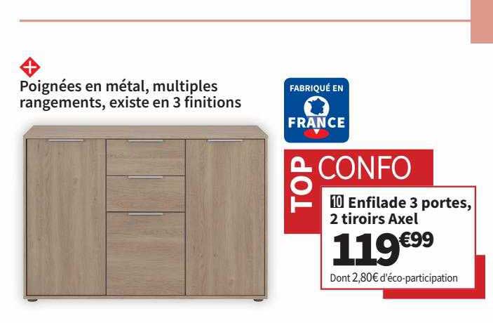 Enfilade 3 Portes, 2 Tiroirs Axel