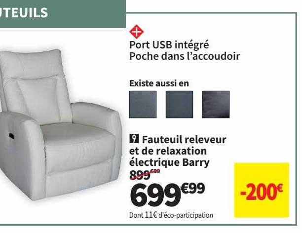 fauteuil releveur de relaxation électrique barry