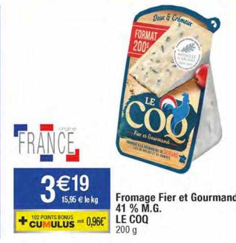 fromage fier et gourmand 41% m.g. le coq