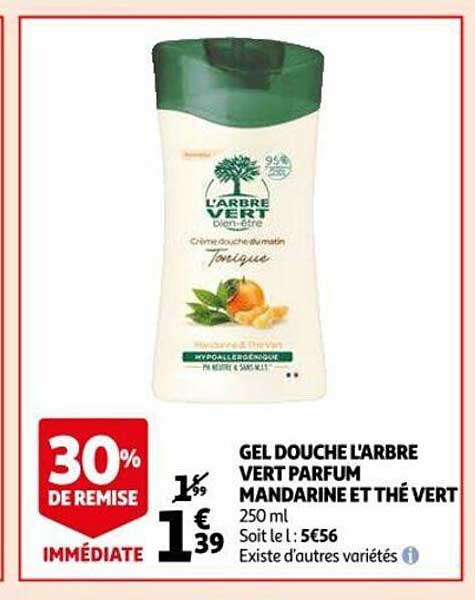 Gel Douche L'arbre Vert Parfum Mandarine Et Thé Vert