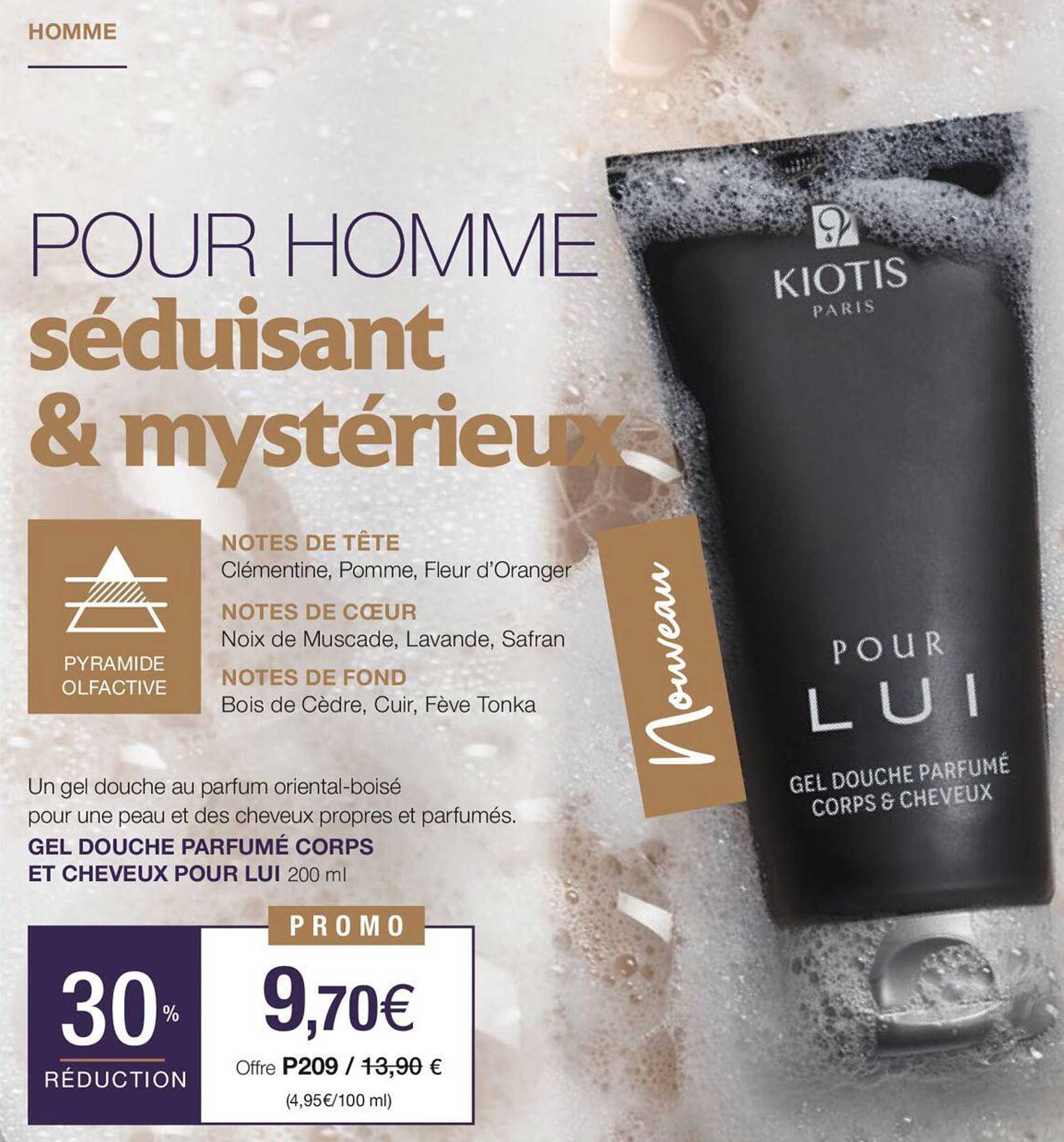 gel douche parfumé corps et cheveux pour lui kiotis paris