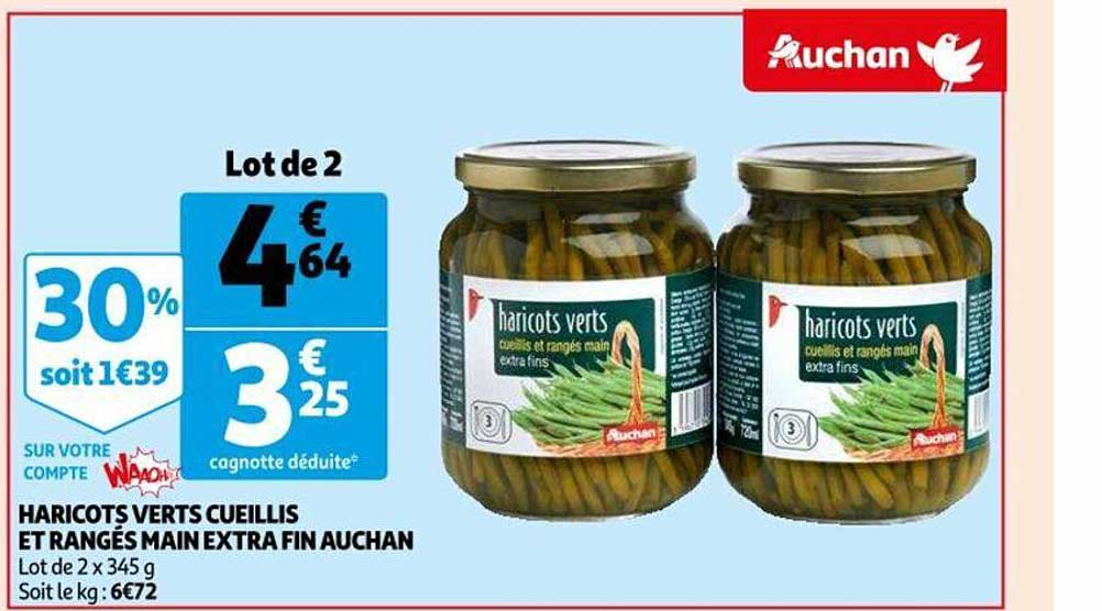 Haricots Verts Cueillis Et Rangés Main Extra Fin Auchan