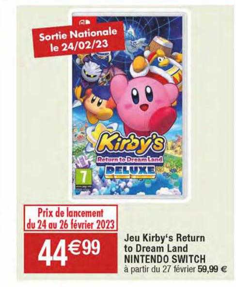 jeu kirby's return to dream land nintendo switch