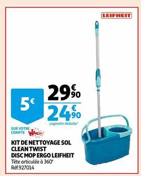 Kit De Nettoyage Sol Clean Twist Disc Mop Ergo Leifheit