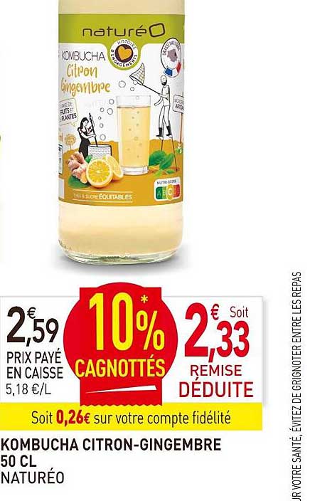 kombucha citron-gingembre 50 cl naturéo
