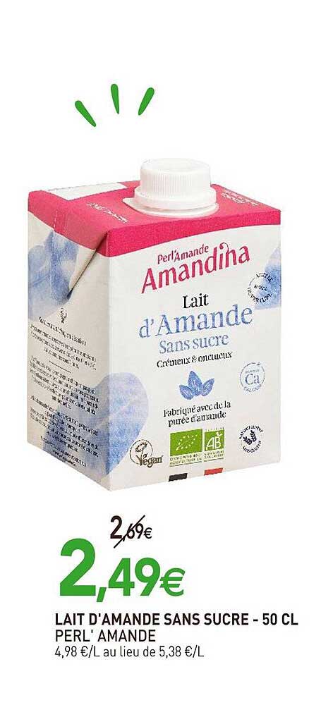 Lait D'amande Sans Sucre - 50 Cl Perl'amande