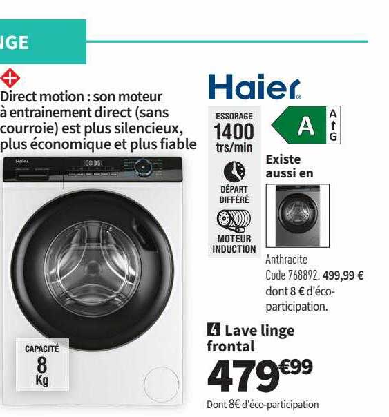 lave linge frontal haier