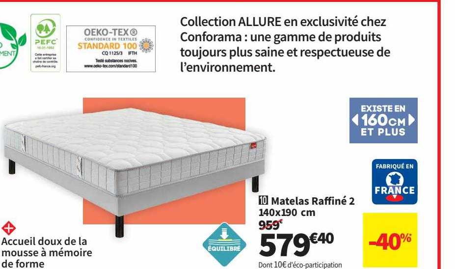 matelas raffiné 2 140 x 190 cm