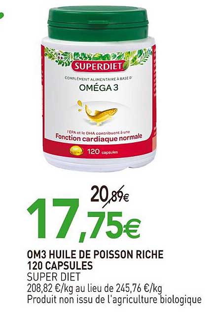 om3 huile de poisson riche 120 capsules