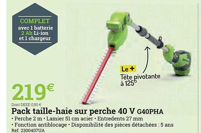Pack Taille-haie Sur Perche 40v G40pha