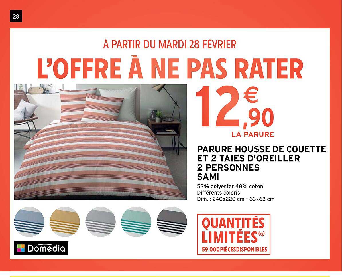 parure housse de couette et 2 taies d'oreiller 2 personnes sami