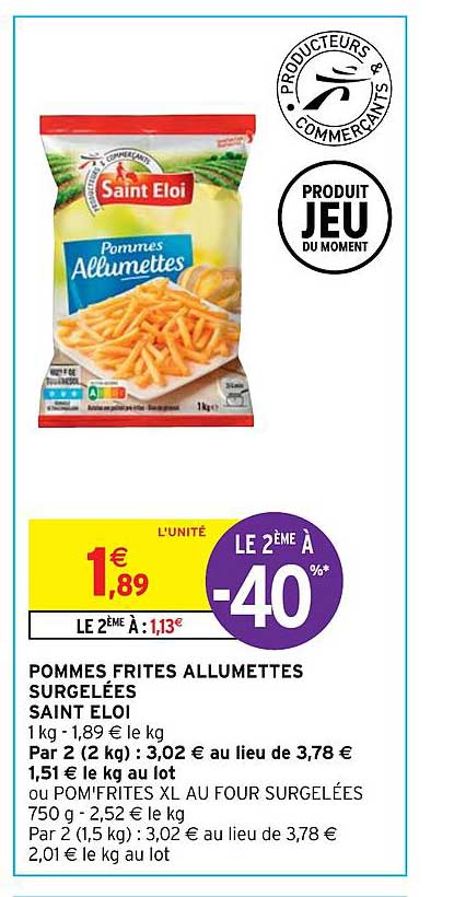 pommes frites allumettes surgelées saint éloi