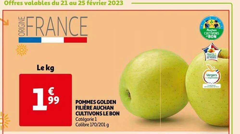 Pommes Golden Filière Auchan Cultivons Le Bon