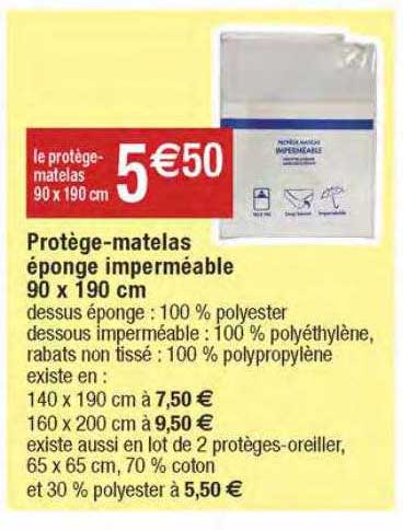 protège-matelas éponge imperméable 90 x 190 cm
