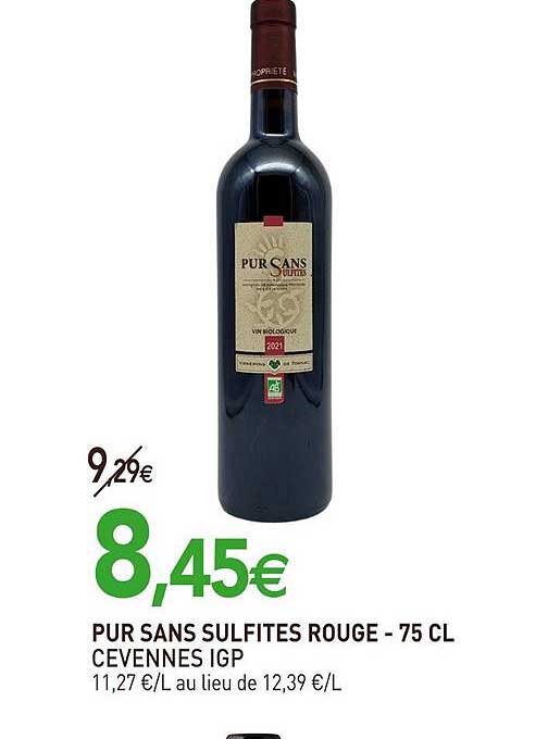 pur sans sulfites rouge - 75 cl cevennes igp