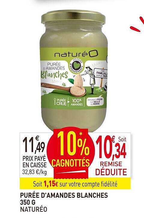 purée d'amandes blanches 350 g naturéo