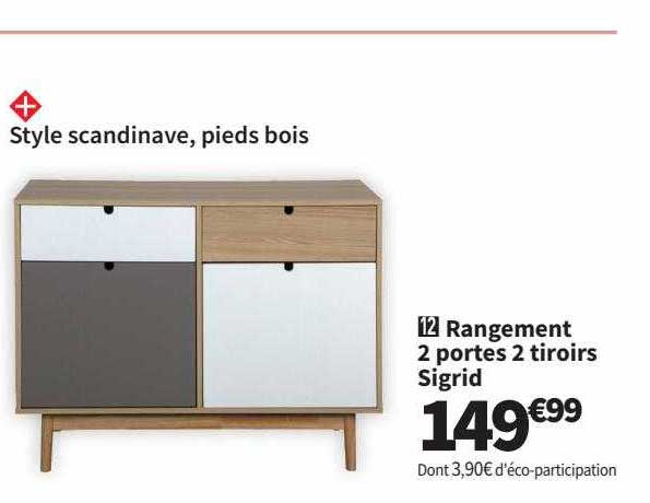 rangement 2 portes 2 tiroirs sigrid