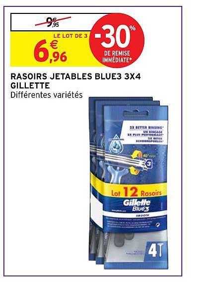 rasoirs jetables blue3 3x4 gillette