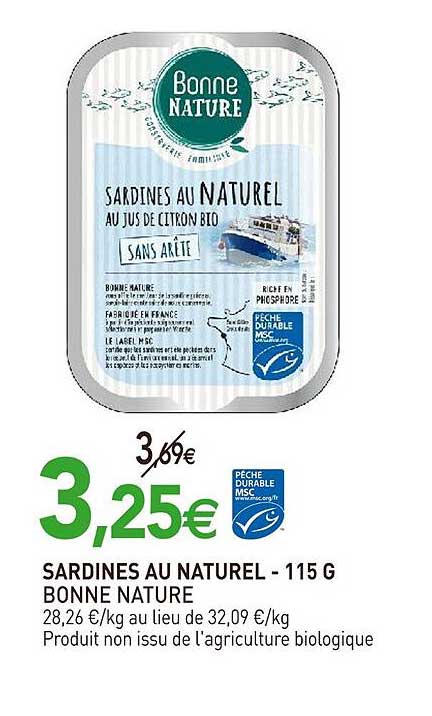 sardines au naturel bonne nature - 115 g