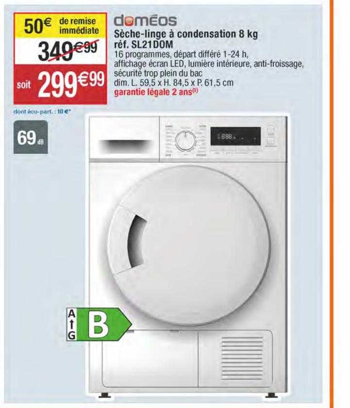 sèche-linge à condensation 8 kg doméos