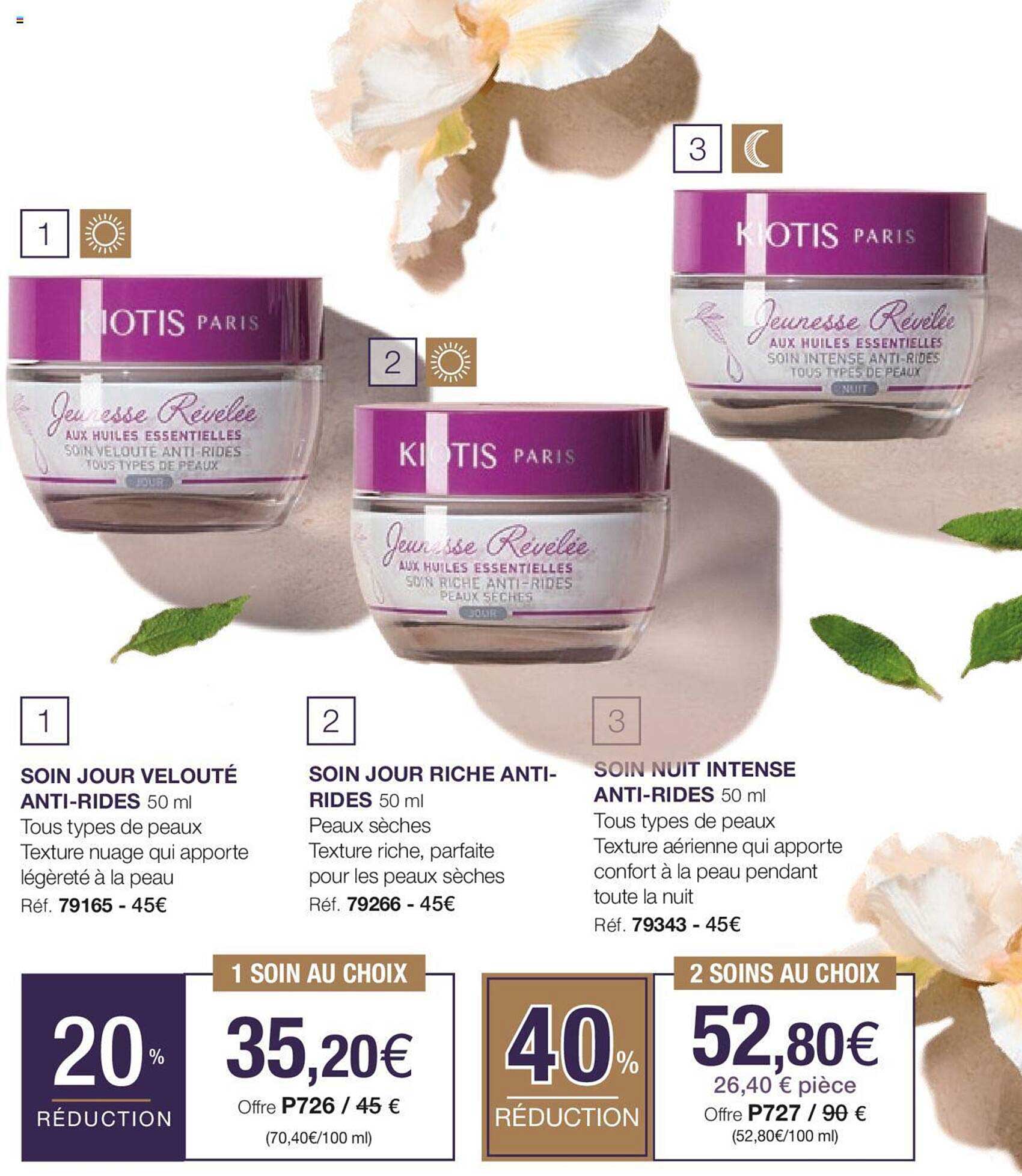 soin jour velouté anti-rides kiotis paris, soin jour riche anti-rides kiotis paris, soin nuit intense anti-rides kiotis paris