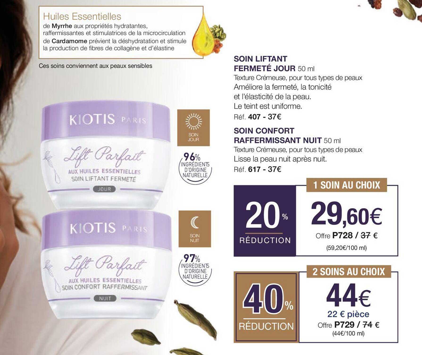 soin liftant fermeté jour kiotis paris, soin confort raffermissant nuit kiotis paris