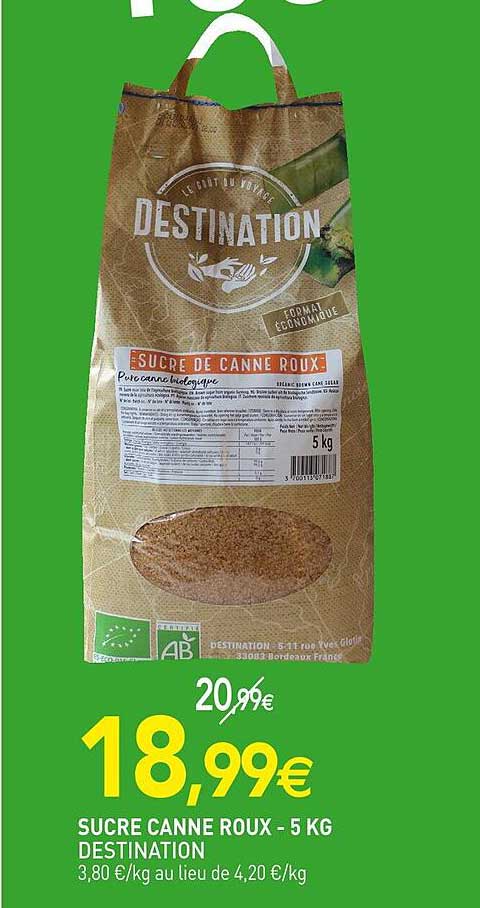 sucre canne roux - 5 kg destination