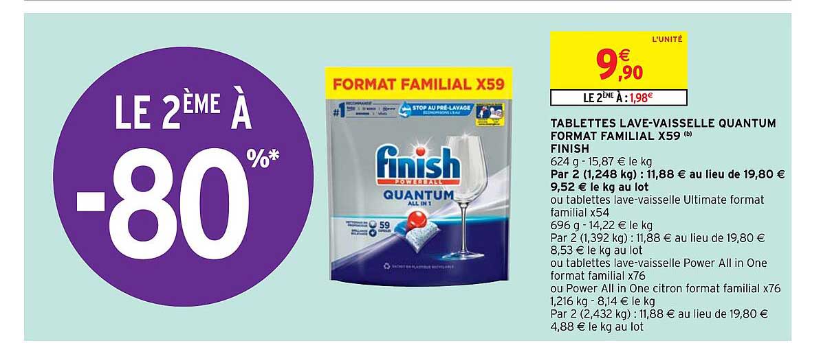 Tablettes Lave-vaisselle Quantum Format Familial X59 Finish