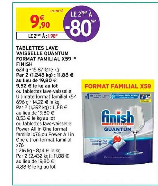 tablettes lave-vaisselle quantum format familial x59 finish