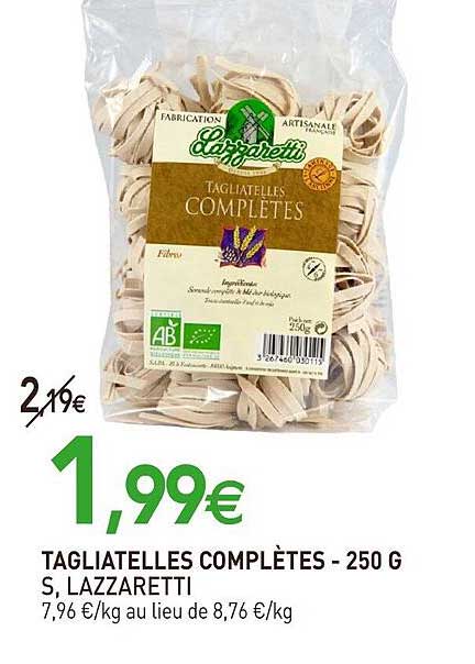 tagliatelles complètes lazzaretti - 250 g