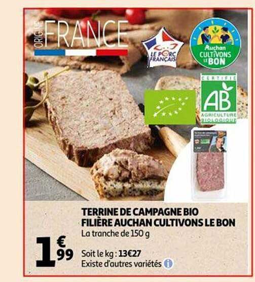 terrine de campagne bio filière auchan cultivons le bon